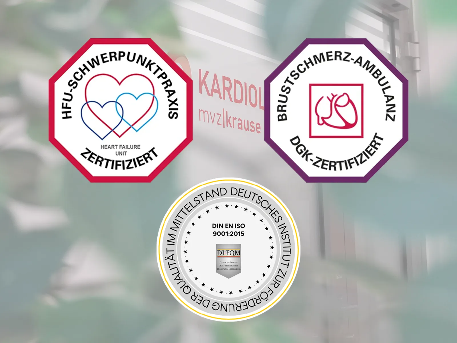 Slider mit Siegeln der DGK und Praxiszertifizierung nach ISO Standard